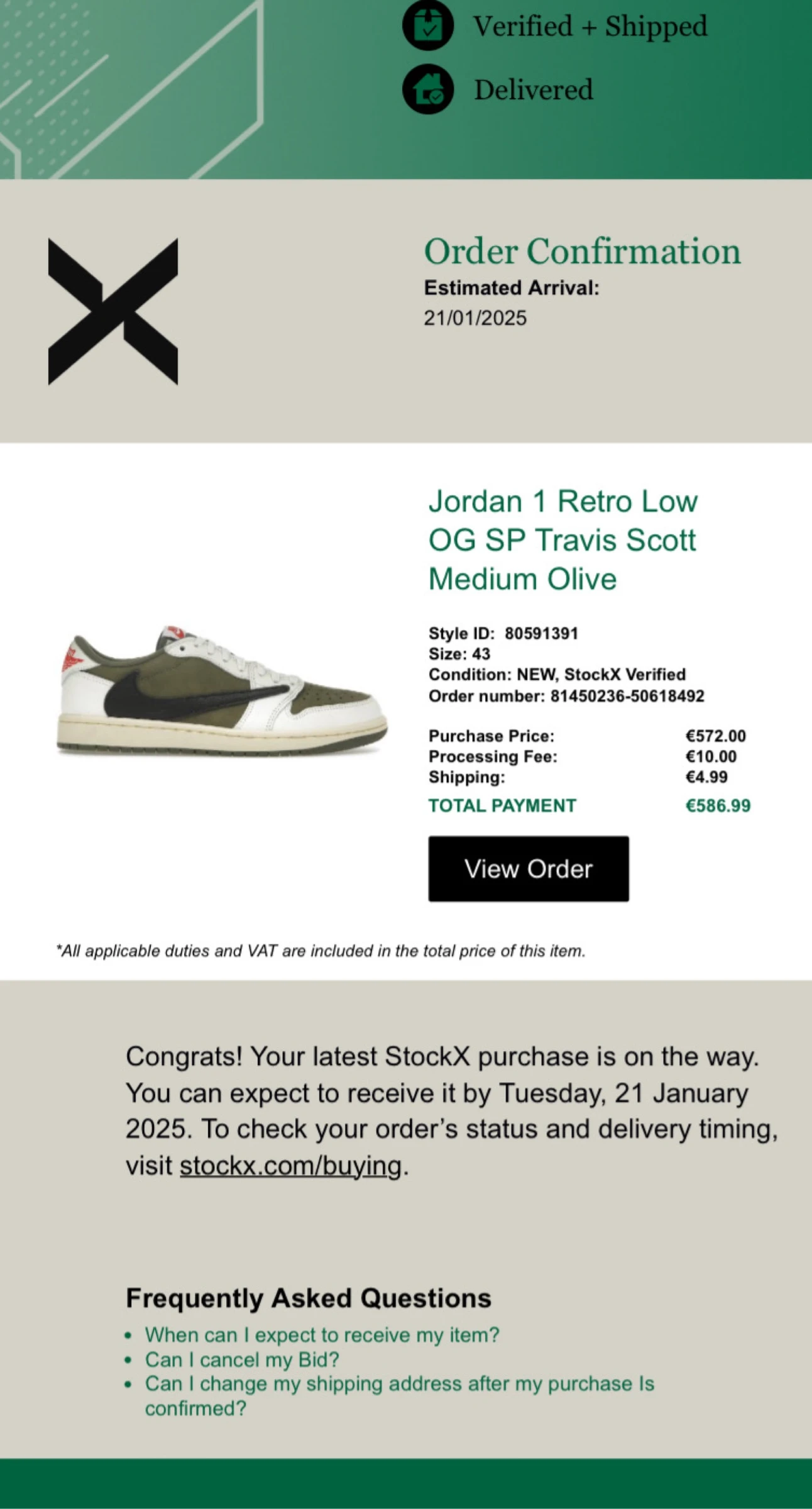 Jordan 1 Retro Low OG SP Travis Scott Medium Olive Size43 – photo 10